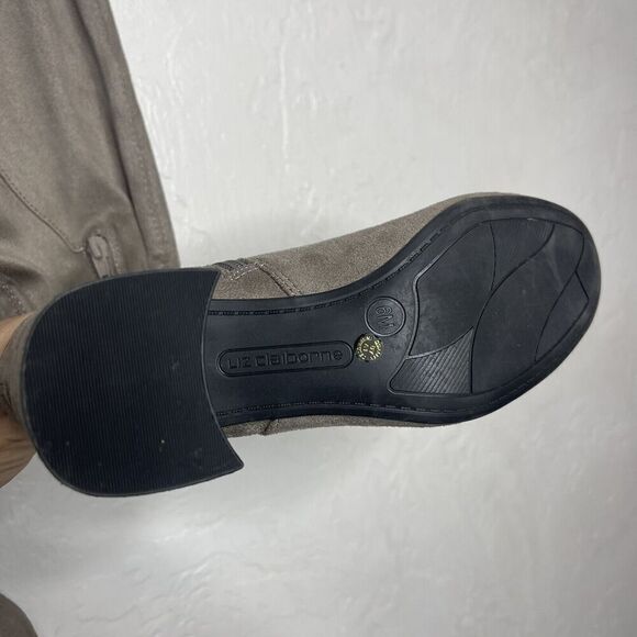 Liz Claiborne Yarmont Block Heel Over the Knee Boots Tan Taupe Size 6M - Picture 7 of 16